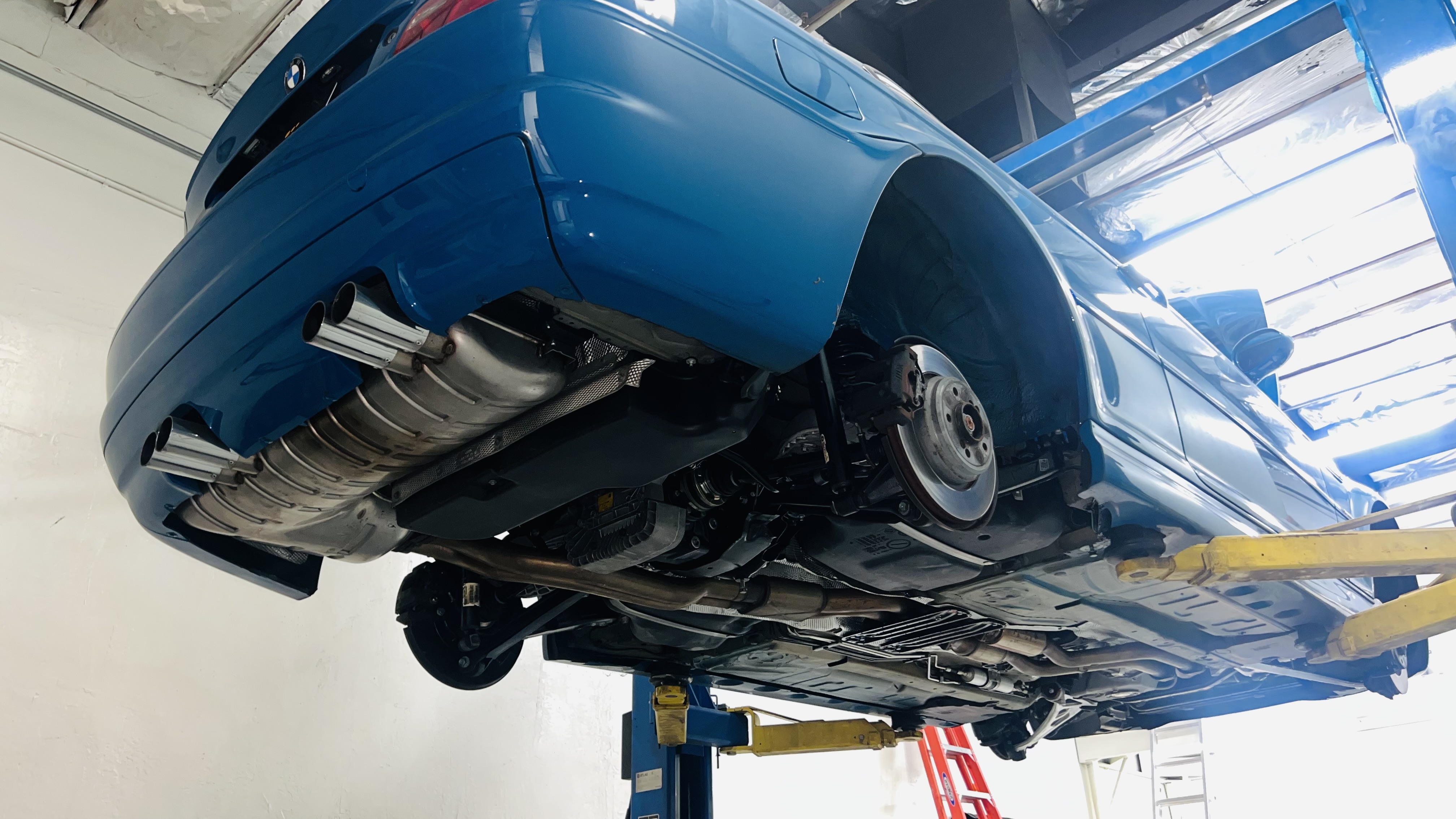 Lifted blue car